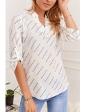 Airy patterned shirt blouse, cream and blue 0493 - Online store - Boutique